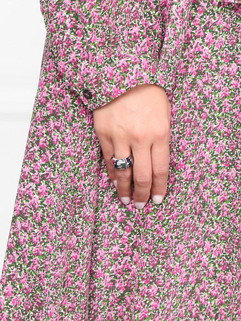 Серебряное кольцо с контрастной цветочной гравировкой  Kenzo - МодельОбщийВид