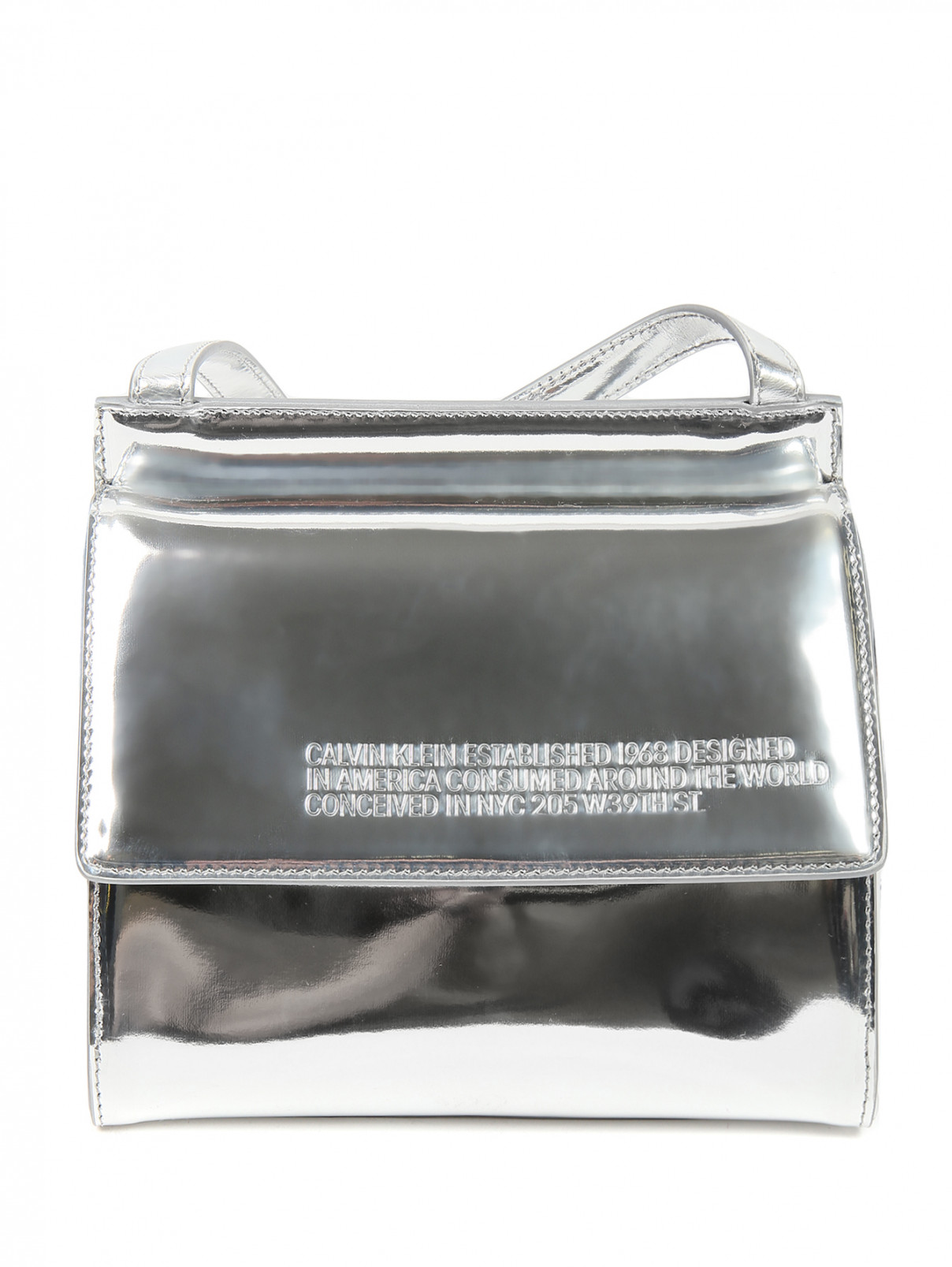 Сумка из кожи на плечевом ремне Calvin Klein 205W39NYC  –  Общий вид  – Цвет:  Серый