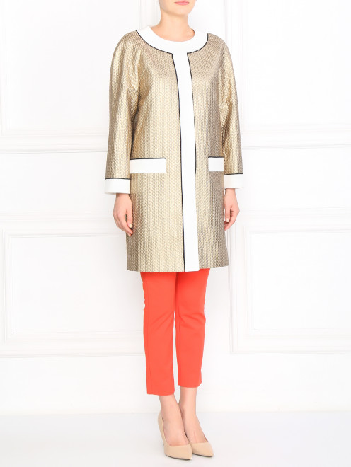 Легкое пальто из шерсти и шелка Moschino - Модель Общий вид