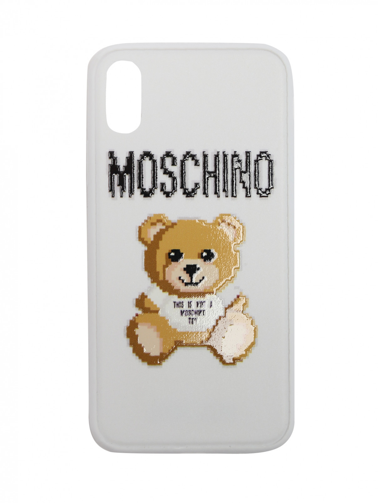 Чехол для IPhone 8 с принтом Moschino  –  Общий вид  – Цвет:  Белый