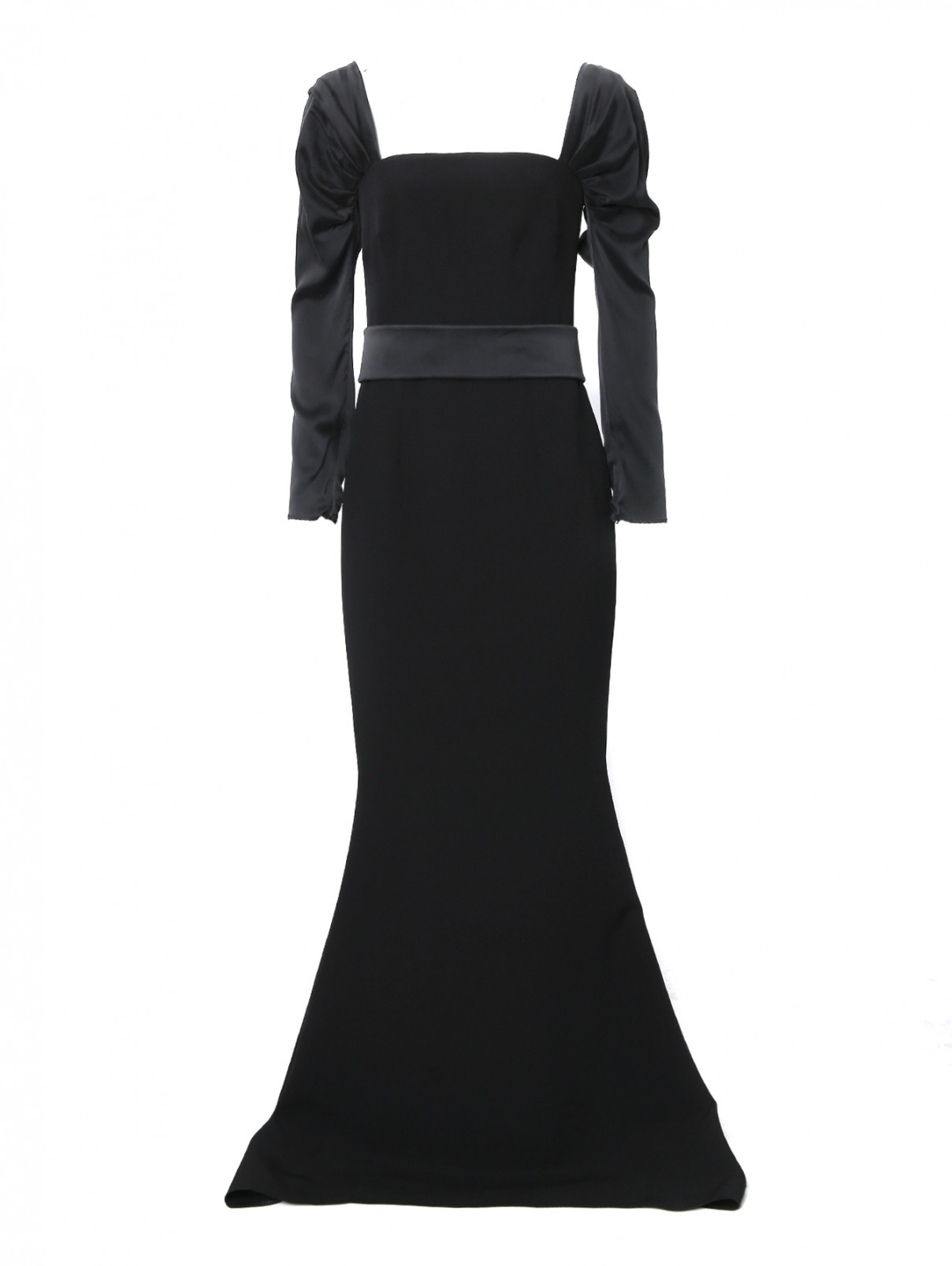 Платье-макси с поясом Safiyaa  –  Общий вид  – Цвет:  Черный