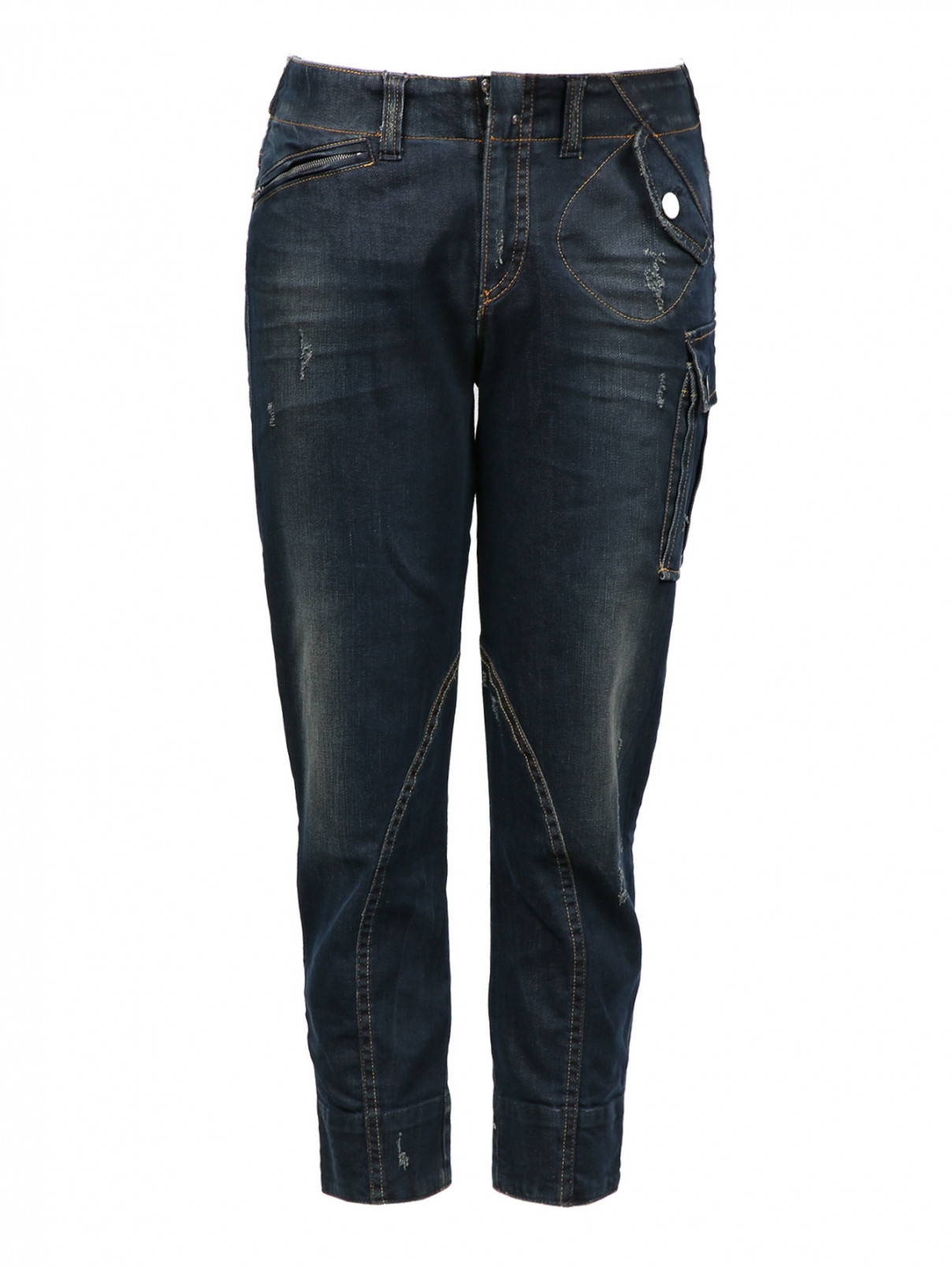 Укороченные джинсы с накладными карманами MC Alexander McQueen  –  Общий вид  – Цвет:  Синий