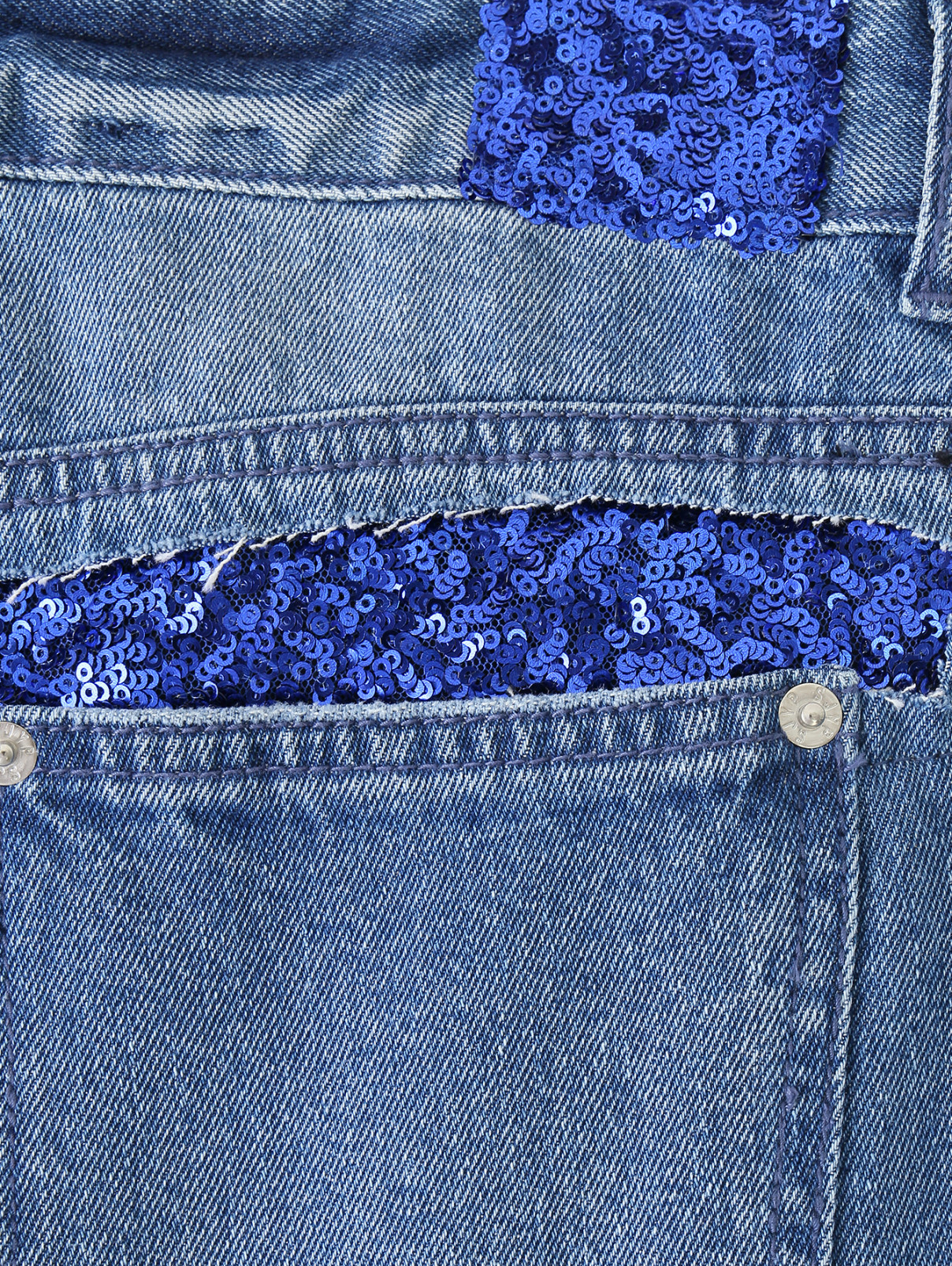 Укороченные джинсы декорированные пайетками Sjyp  –  Деталь  – Цвет:  Синий