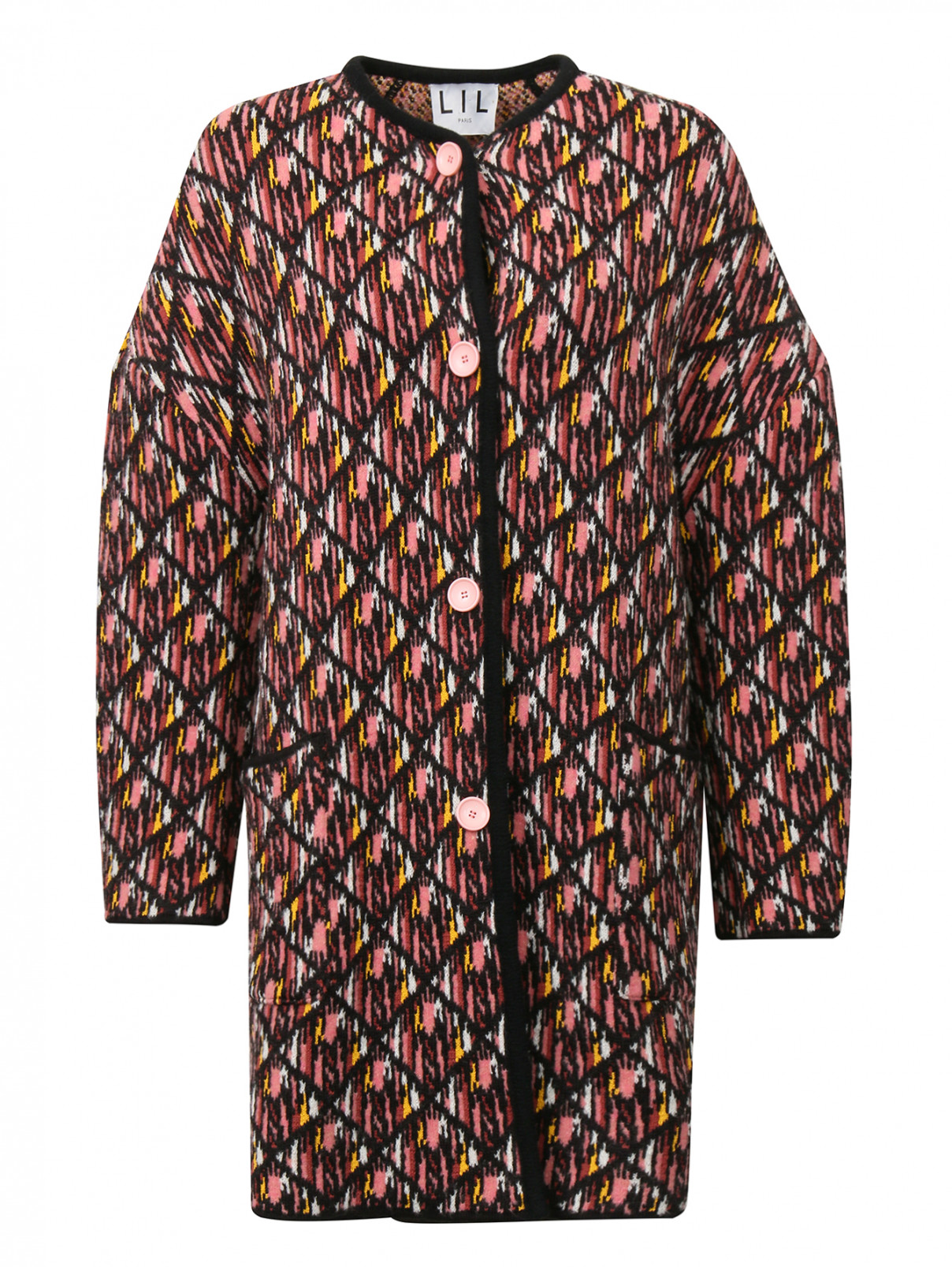 Пальто из смешанной шерсти с накладными карманами Lil pour l'Autre  –  Общий вид  – Цвет:  Узор