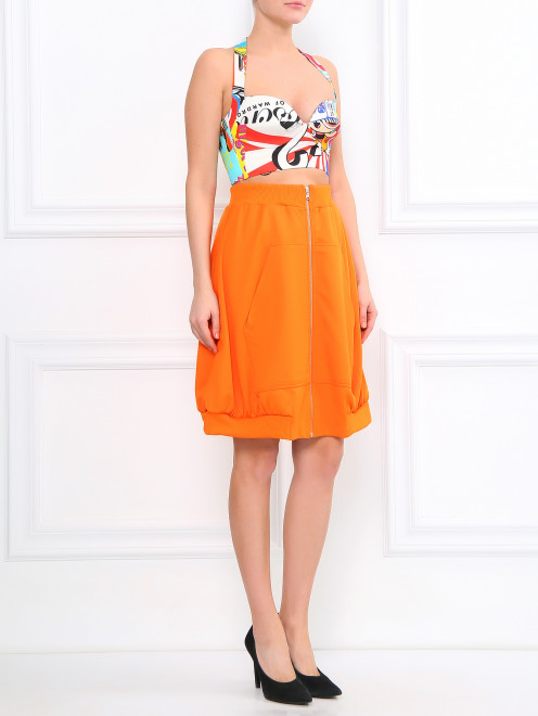 Юбка из смешанного хлопка с накладными карманами Moschino Couture - Модель Общий вид