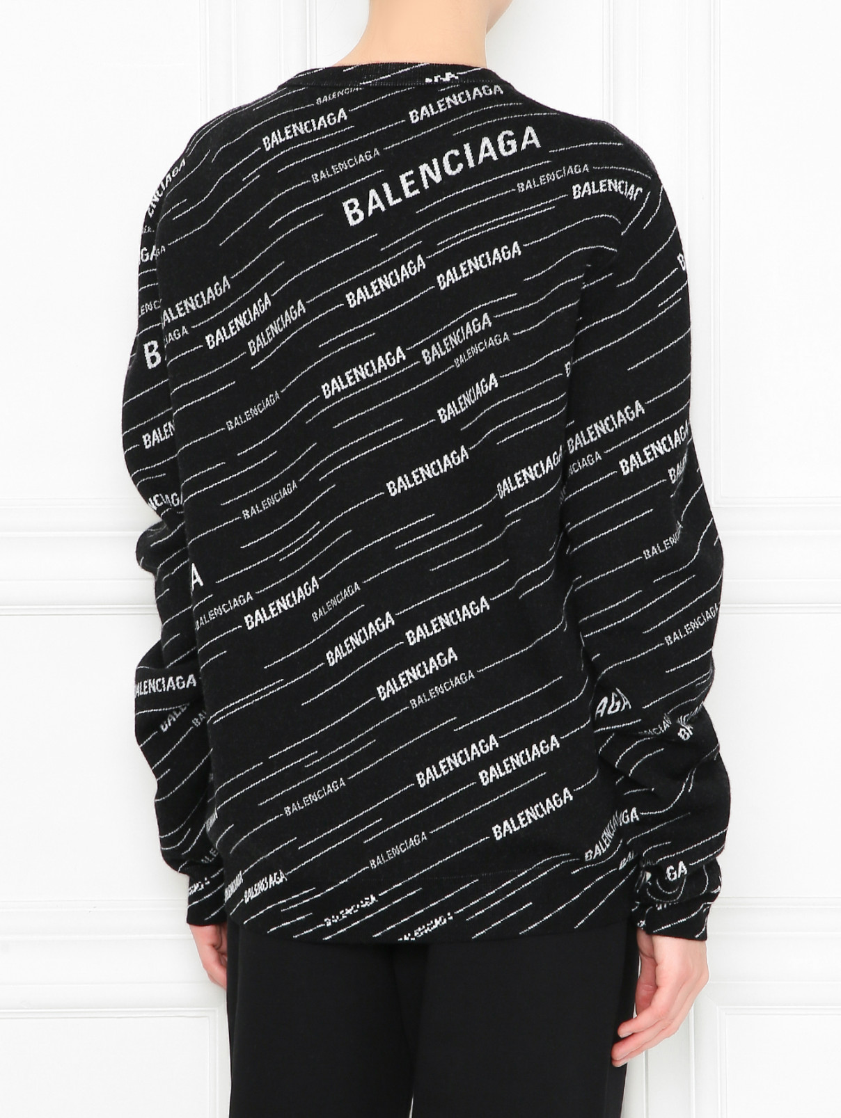 Джемпер из шерсти с принтом Balenciaga  –  МодельВерхНиз1  – Цвет:  Черный