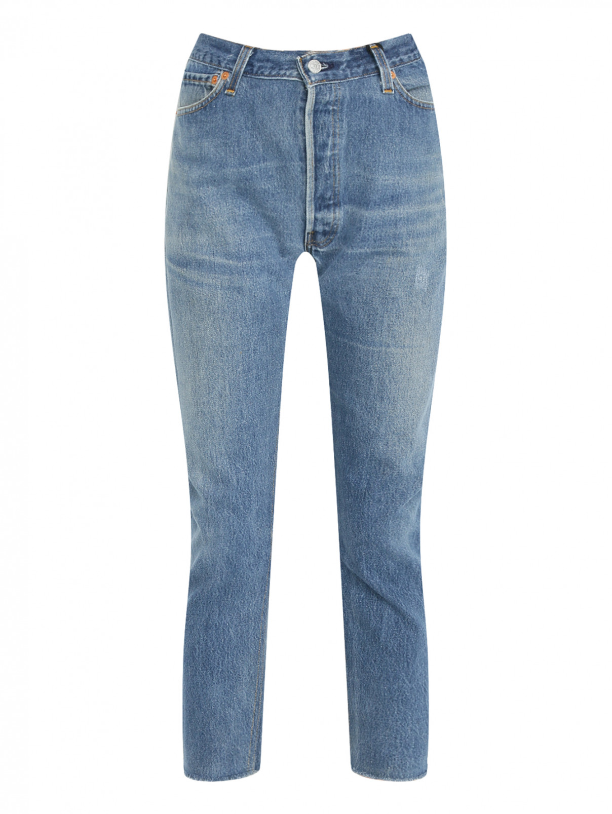Укороченные джинсы из светлого денима Re/Done  –  Общий вид  – Цвет:  Синий
