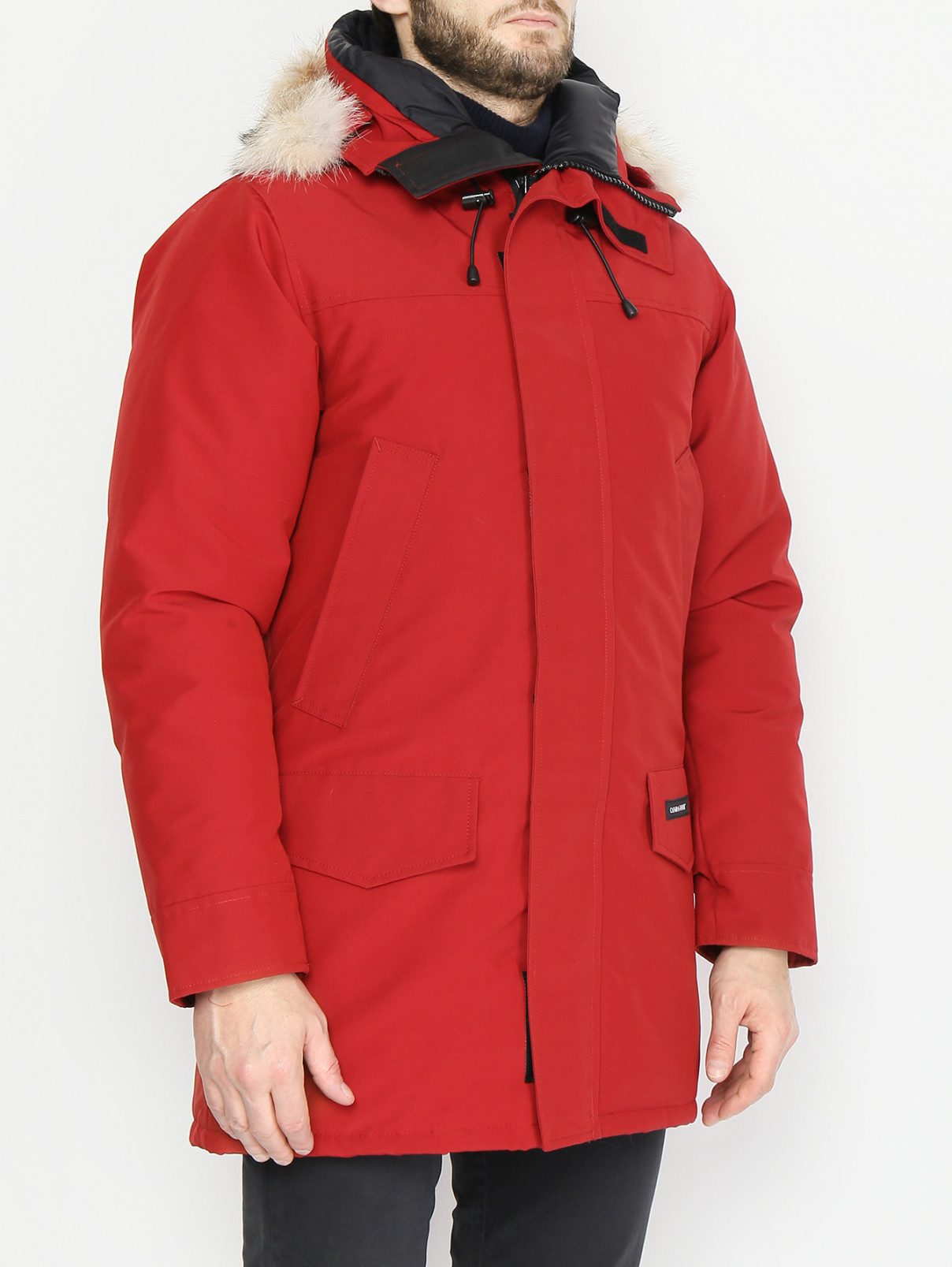 Парка пуховая на молнии с накладными карманами Canada Goose  –  МодельВерхНиз  – Цвет:  Красный