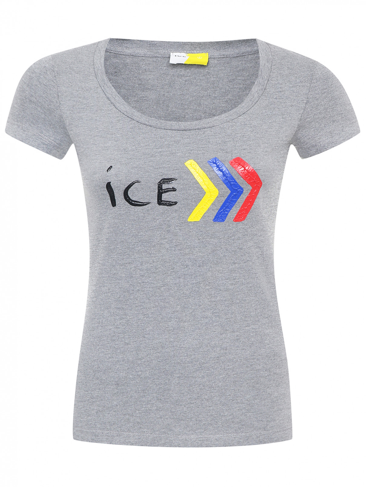 Трикотажная футболка с принтом Ice Play  –  Общий вид  – Цвет:  Серый