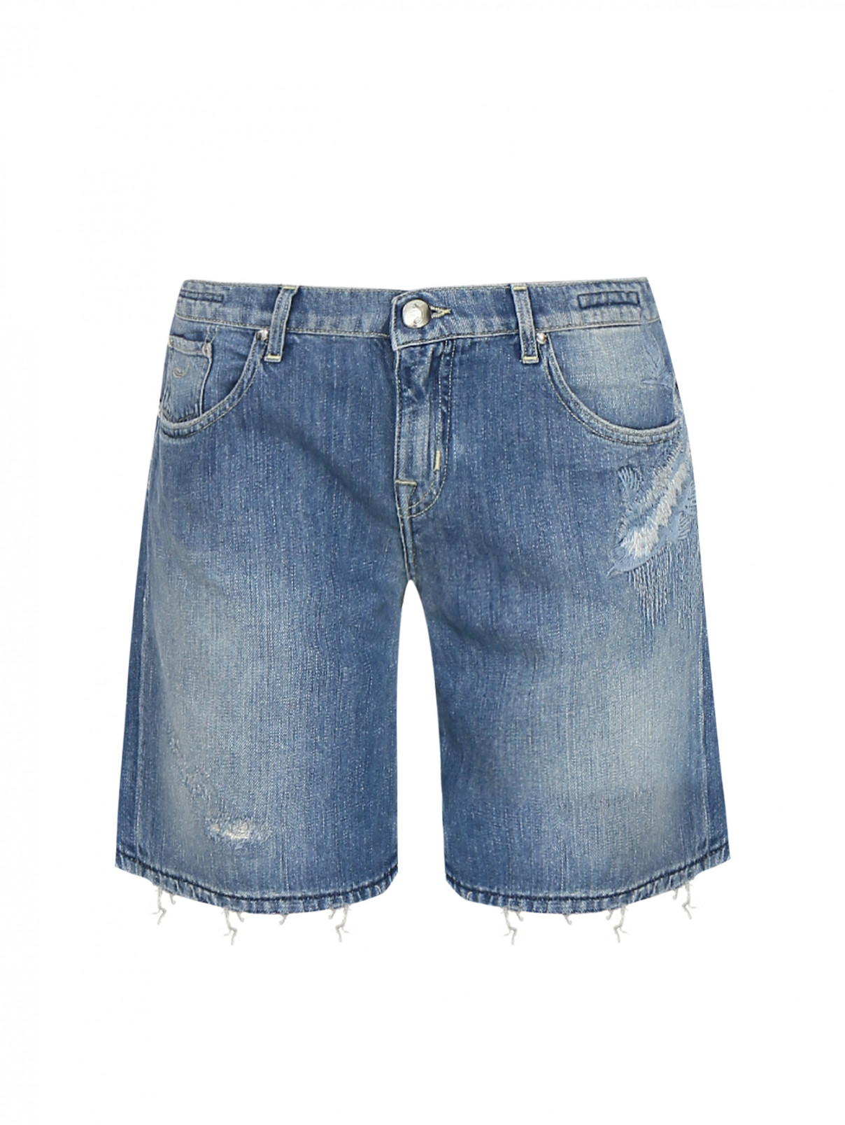 Шорты джинсовые с вышивкой Jacob Cohen  –  Общий вид  – Цвет:  Синий