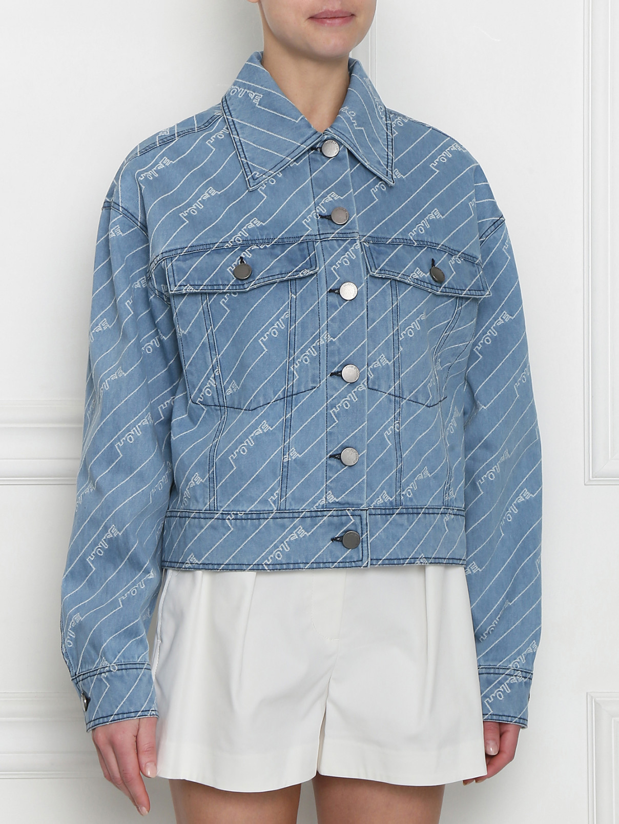 Куртка джинсовая с вышивкой House of Holland  –  МодельВерхНиз  – Цвет:  Синий