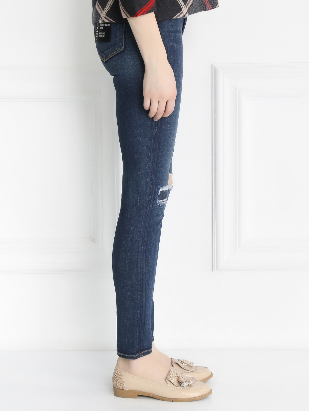 Узкие джинсы с потертостями Paige  –  Модель Верх-Низ2  – Цвет:  Синий
