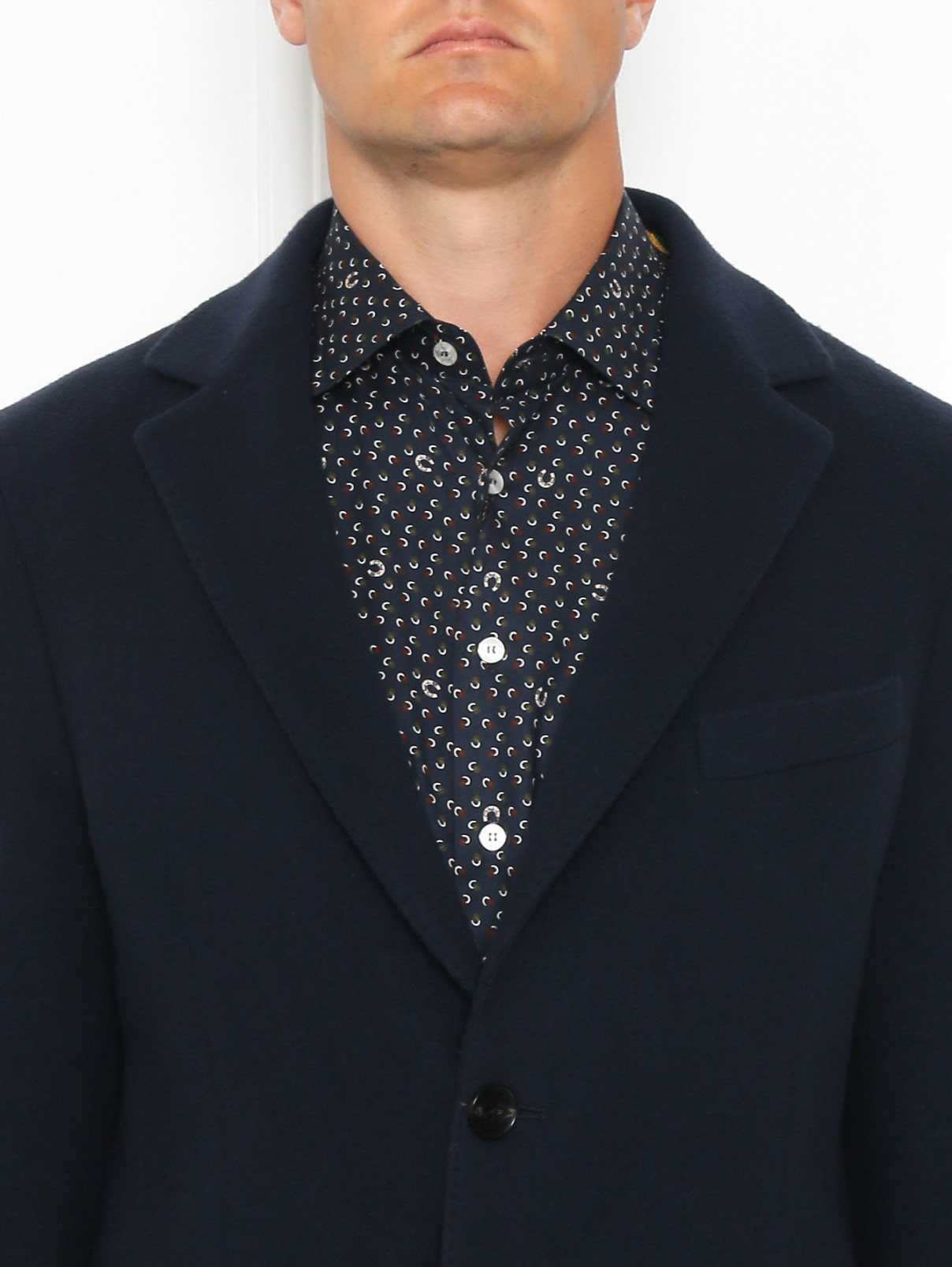 Классическое однобортное пальто из шерсти и кашемира Etro  –  МодельОбщийВид1  – Цвет:  Синий