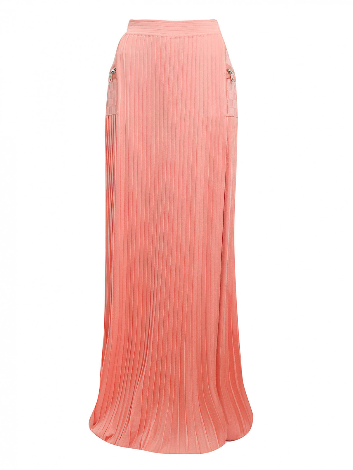 Юбка-макси с разрезом BALMAIN  –  Общий вид  – Цвет:  Розовый