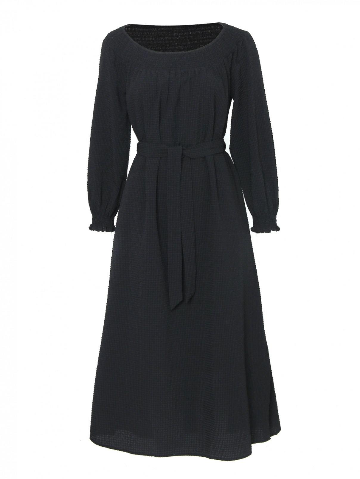 Платье однотонное с поясом Baum Und Pferdgarten  –  Общий вид  – Цвет:  Черный