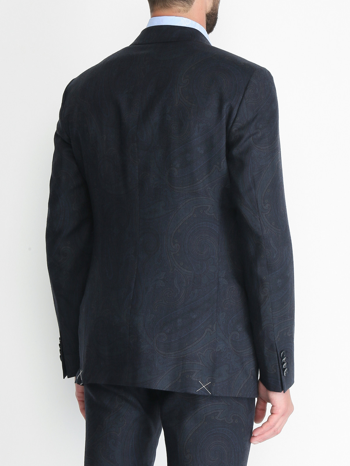 Пиджак из шерсти с узором Etro  –  МодельВерхНиз1  – Цвет:  Синий