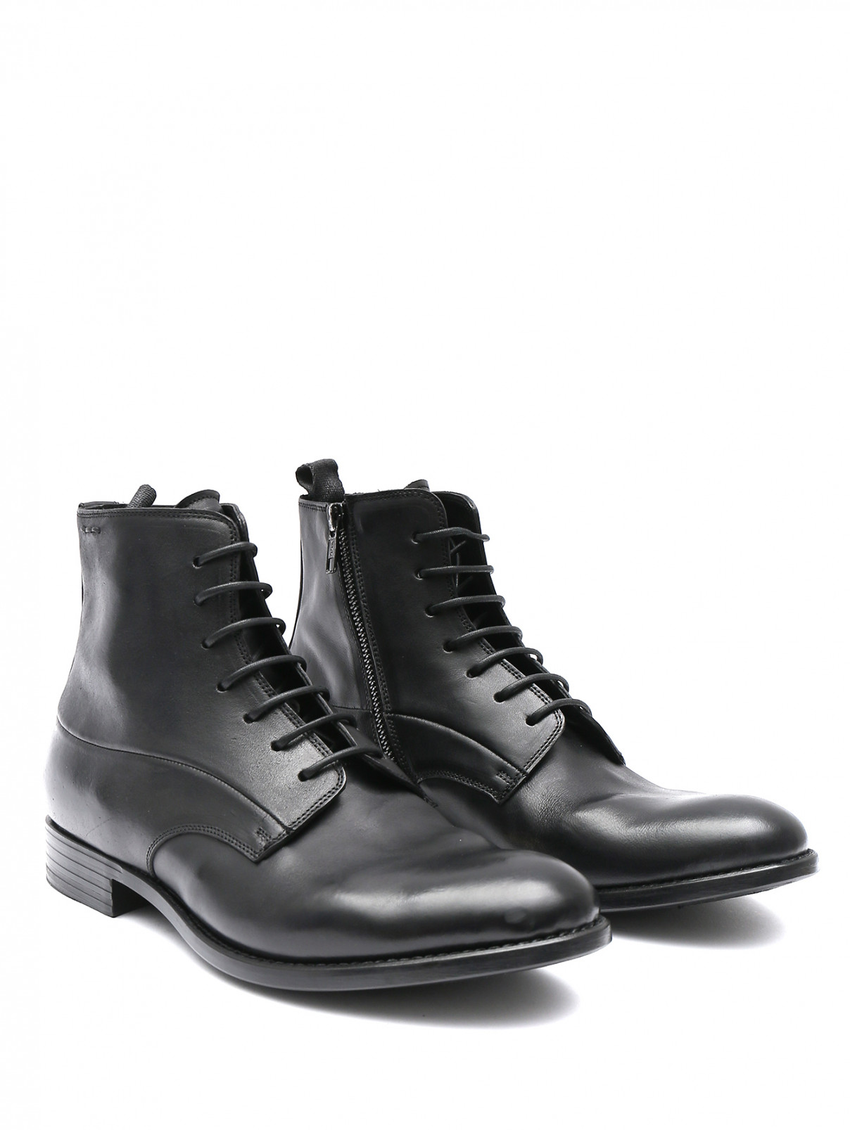 Ботинки из гладкой кожи на шнурках Alexander Hotto  –  Общий вид  – Цвет:  Черный
