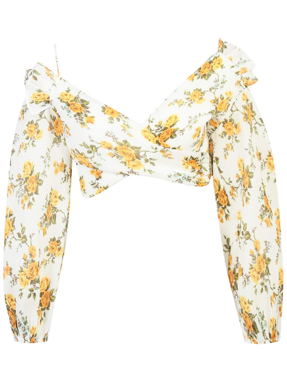 Топ из плиссированной ткани с длинными рукавами Zimmermann  –  Общий вид  – Цвет:  Белый