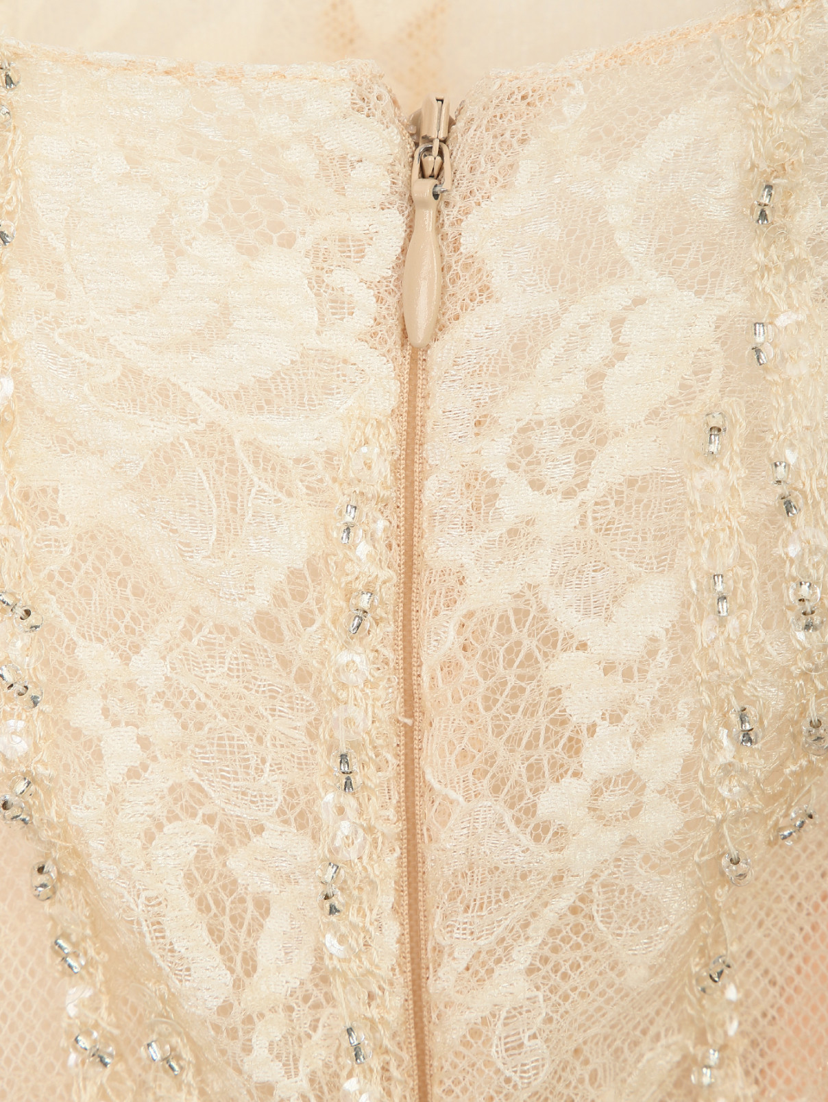 Платье-макси с вышивкой бисером Tony Ward  –  Деталь  – Цвет:  Бежевый
