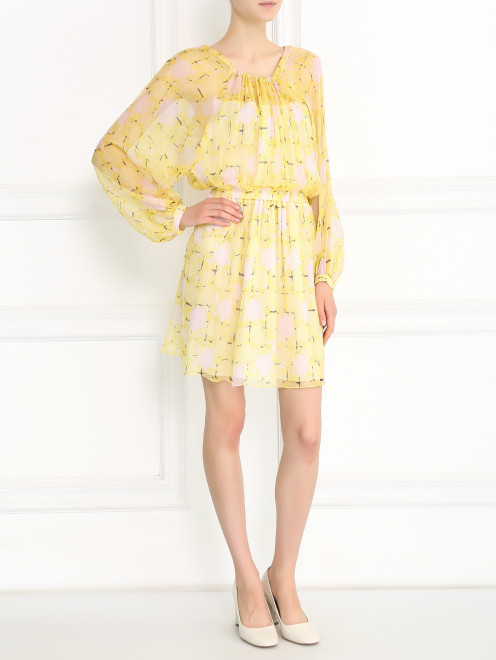 Шелковое платье-мини с цветочным узором Tara Jarmon - Модель Общий вид