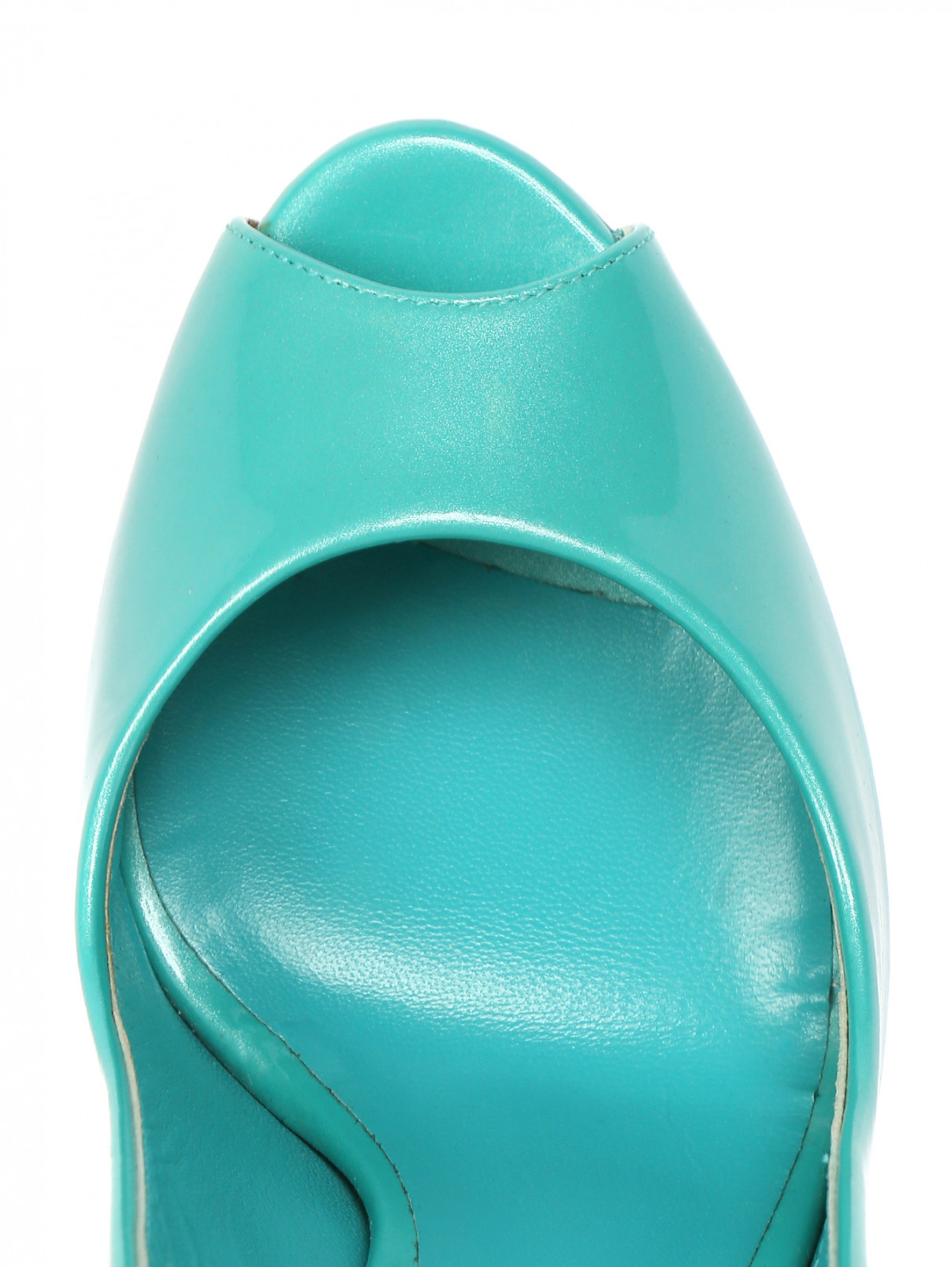 Босоножки из лаковой кожи на высоком каблуке Casadei  –  Обтравка3  – Цвет:  Синий