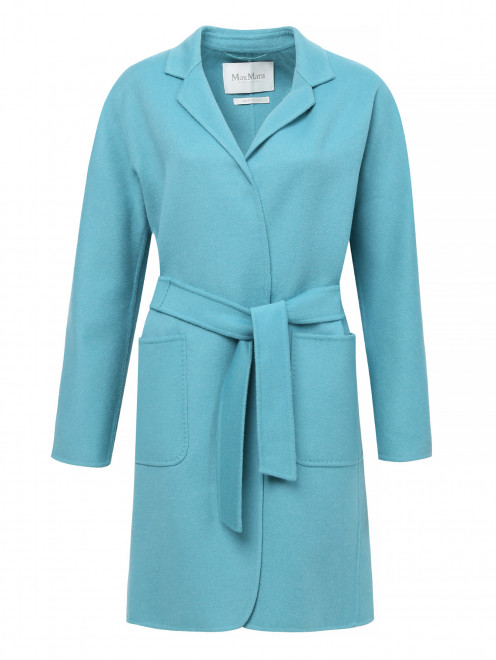 Пальто из смесовой шерсти с накладными карманами - Общий вид