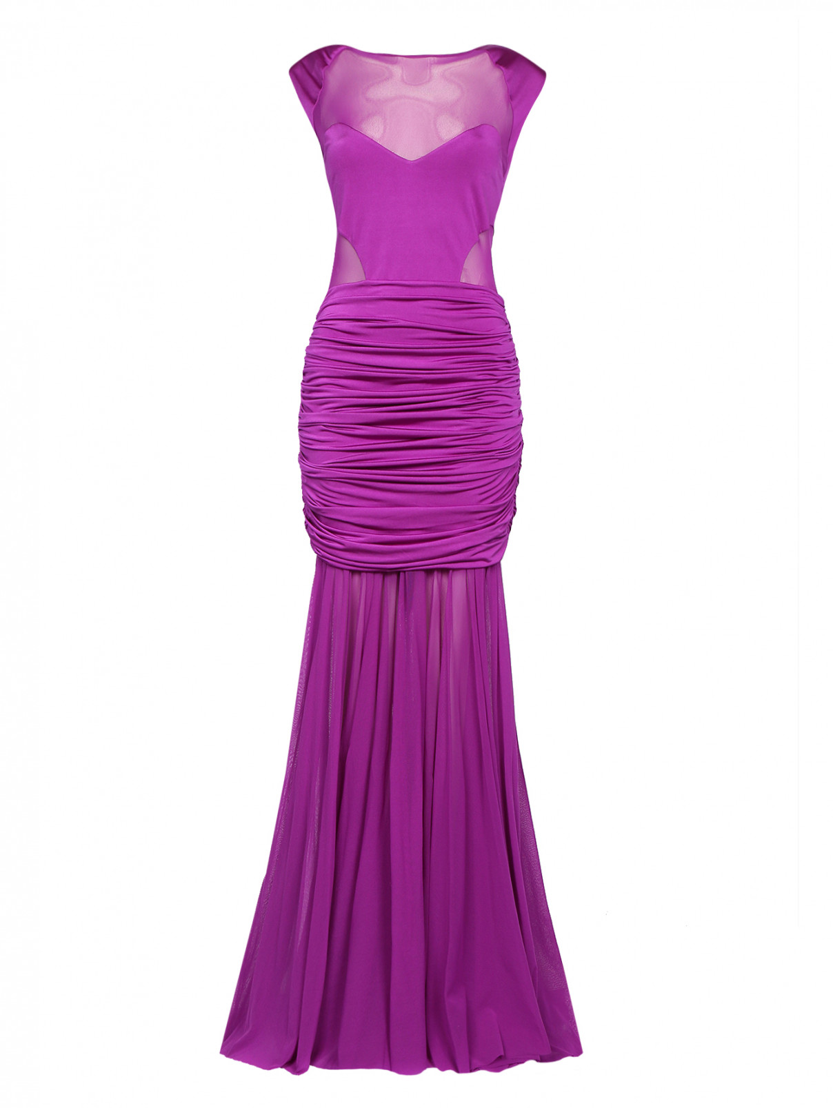Платье-макси со шлейфом VELOUDAKIS  –  Общий вид  – Цвет:  Фиолетовый