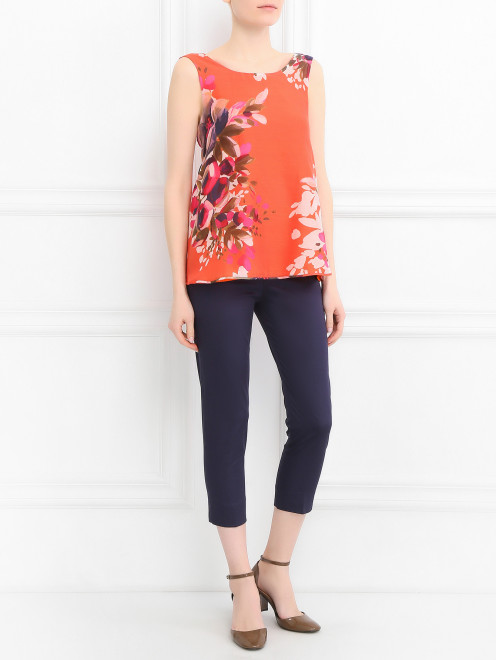 Блуза из хлопка и шелка с цветочным узором Caractere - Модель Общий вид