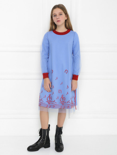 Платье из двойной ткани с вышивкой MiMiSol - МодельОбщийВид