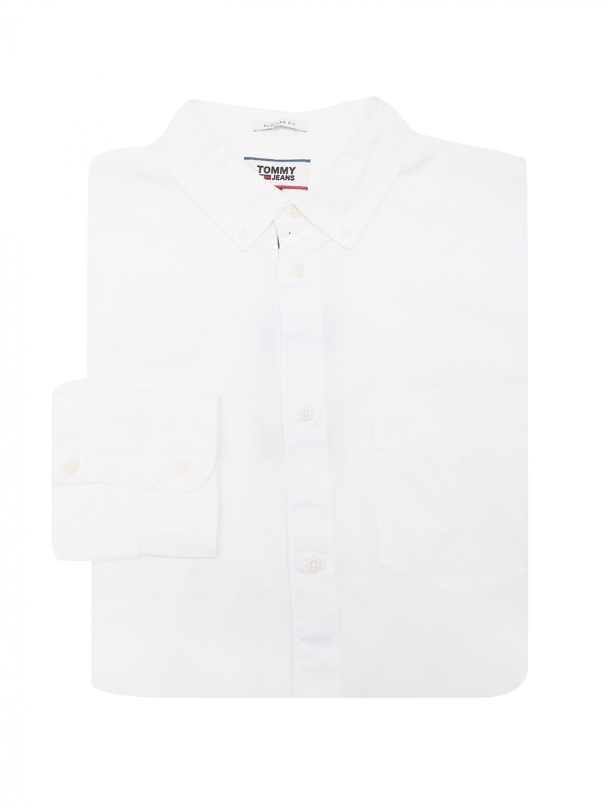 Рубашка из хлопка с накладным карманом Tommy Jeans  –  Общий вид  – Цвет:  Белый
