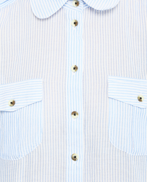 Рубашка из хлопка в полоску с контрастными пуговицами Leon&Harper - Деталь