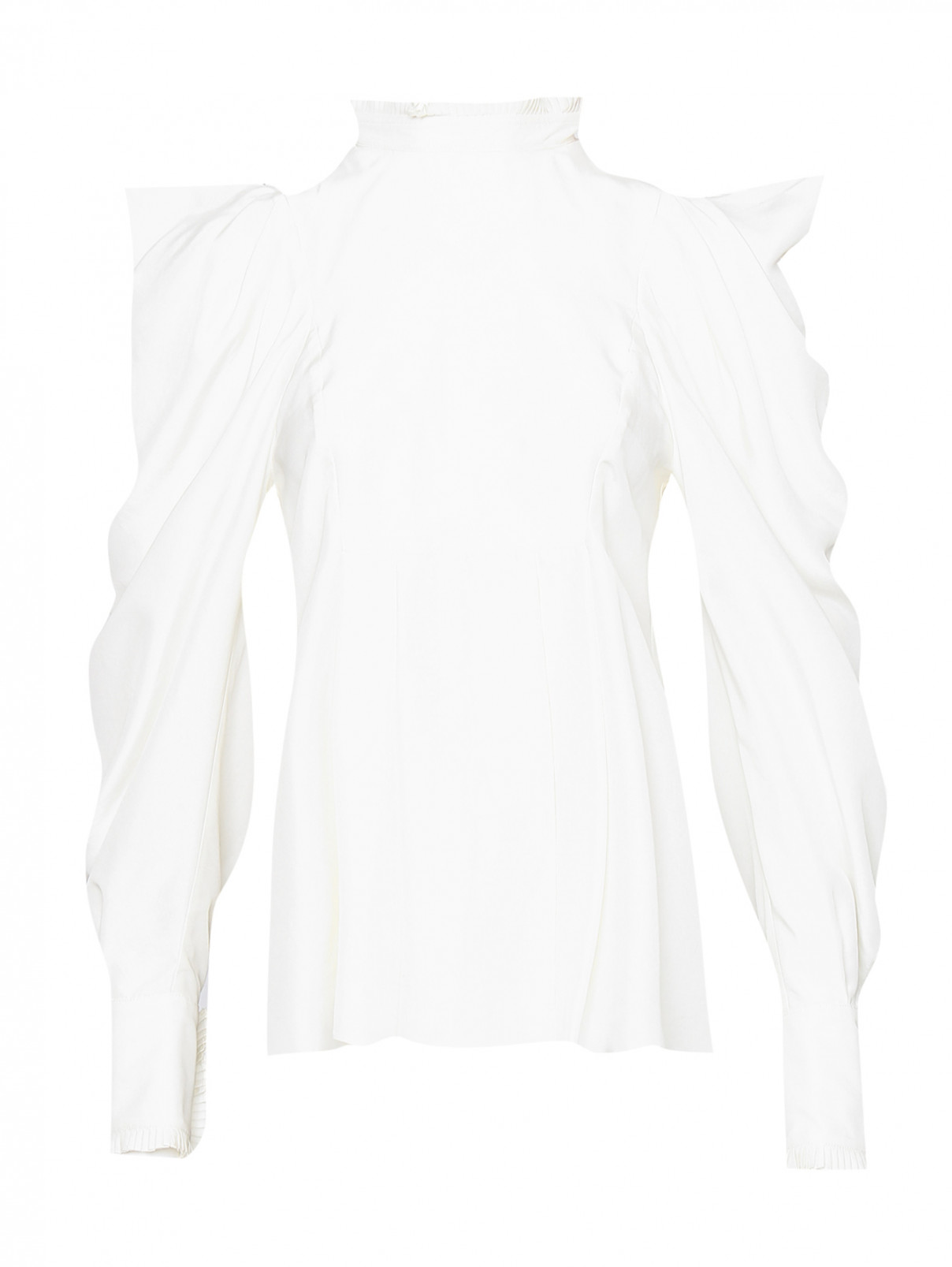 Блуза из шелка с объемными рукавами Sportmax  –  Общий вид  – Цвет:  Белый
