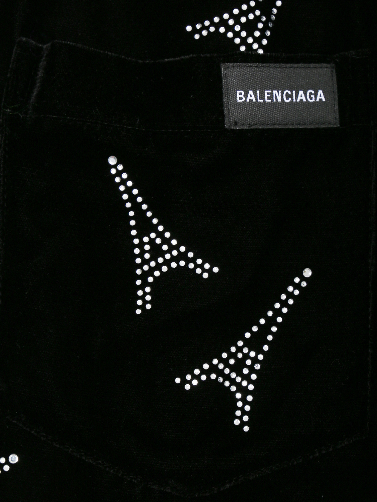 Брюки свободного кроя на резинке с апликациями из страз Balenciaga  –  Деталь  – Цвет:  Черный