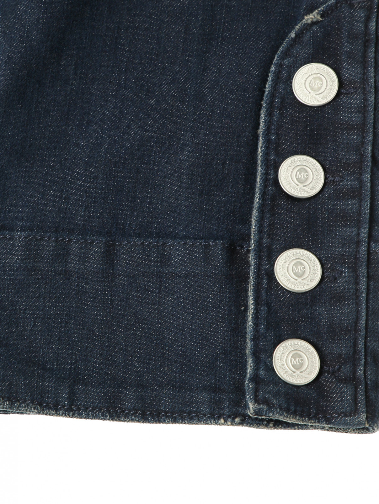 Укороченные джинсы с накладными карманами MC Alexander McQueen  –  Деталь2  – Цвет:  Синий