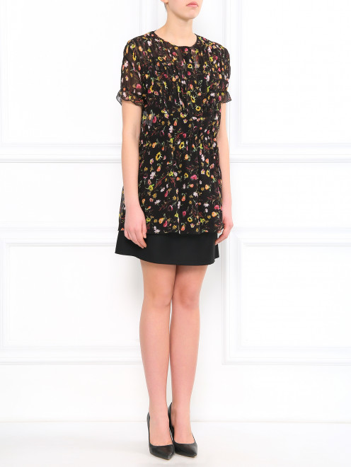 Шелковая блуза с цветочным узором Moschino Cheap&Chic - Модель Общий вид