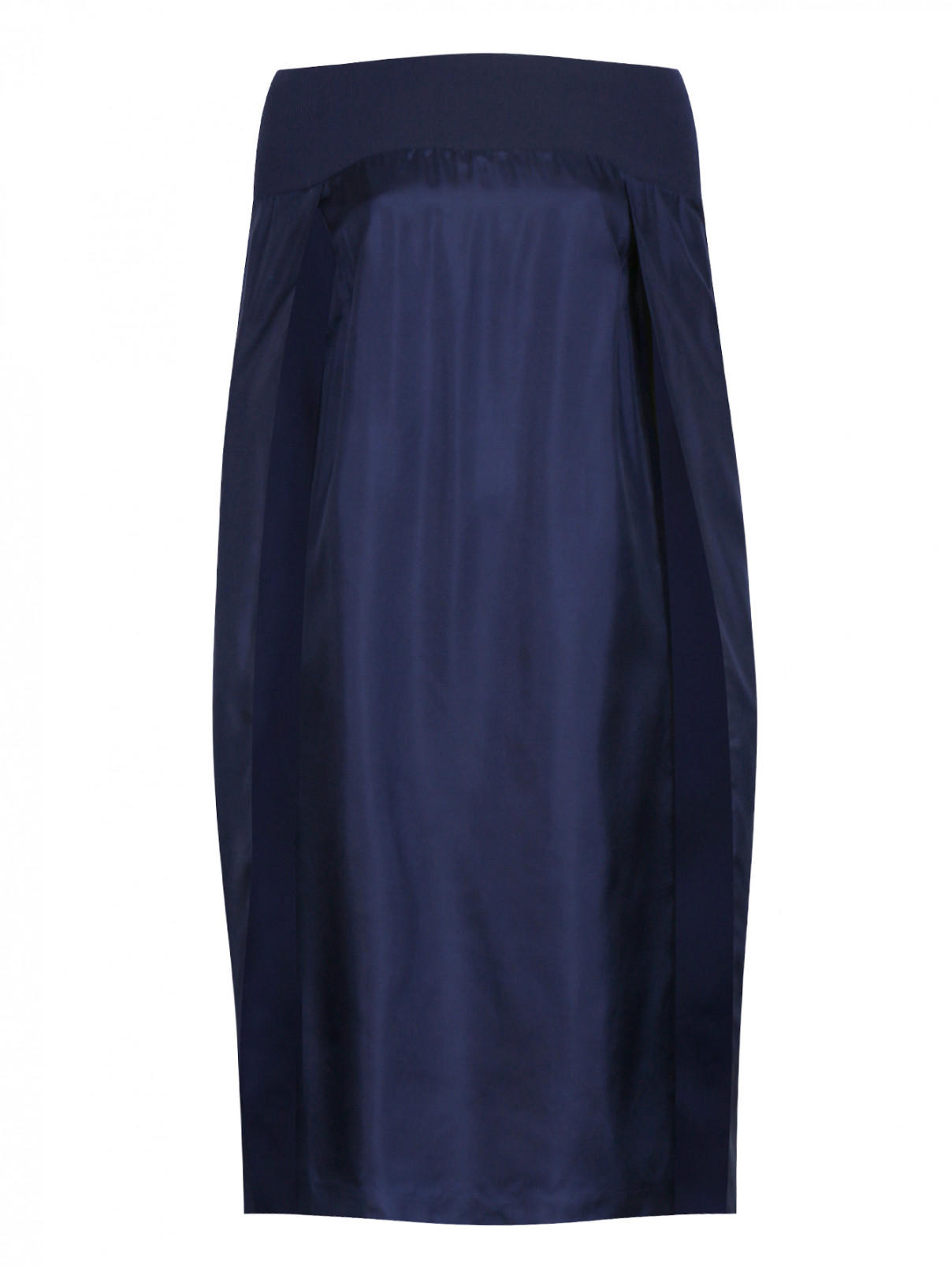 Платье свободного фасона из шелка на резинке Veronique Branquinho  –  Общий вид  – Цвет:  Синий