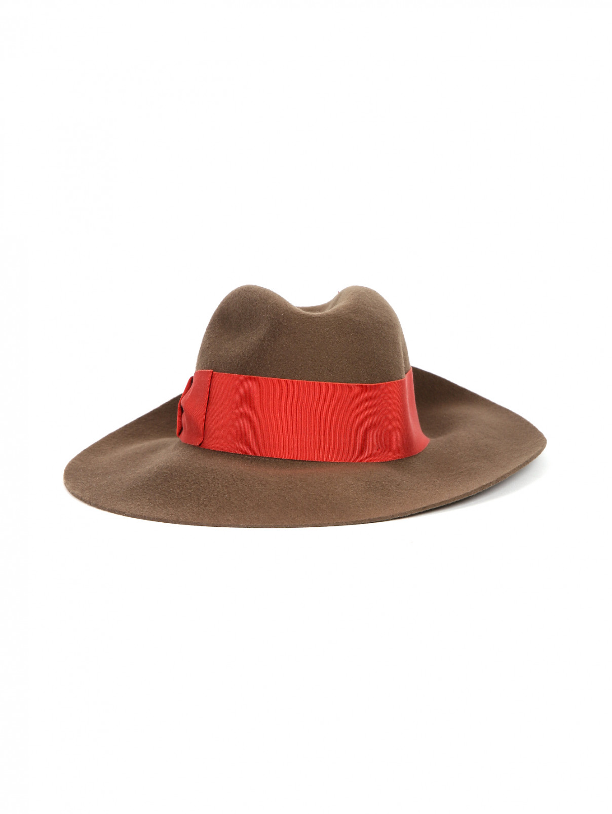 Шляпа шерстяная декорированная репсовой лентой Borsalino  –  Обтравка1  – Цвет:  Коричневый