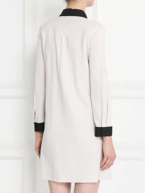 Платье-мини с длинным рукавом и контрастными вставками - Модель Верх-Низ1